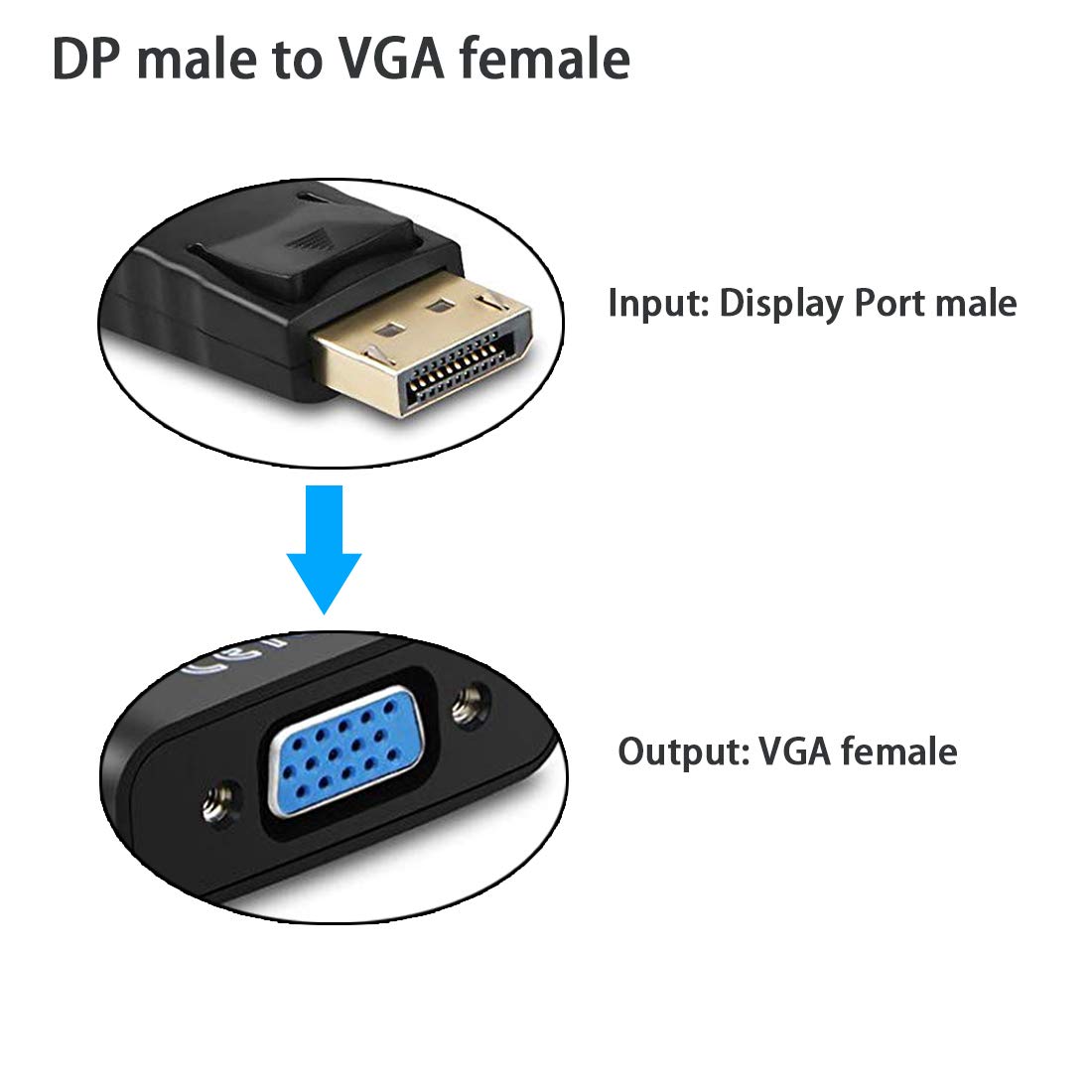Ankey Display Port To Vga Adapter,2 Pack Gold-Plated Displayport Dp To Vga Converter (Male To Female) For Computer, Desktop, Lap