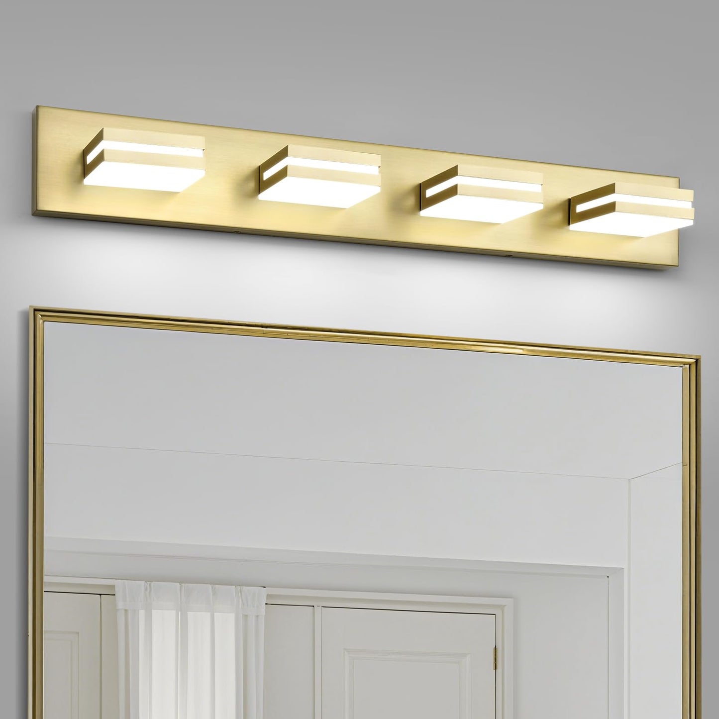 OKELI Bathroom Vanity Light Fixture, 5 Lights, 350? Rotatable, 24W, Gold Dimmable, Model OK-9553-4T-GL, Modern Wall Mounted