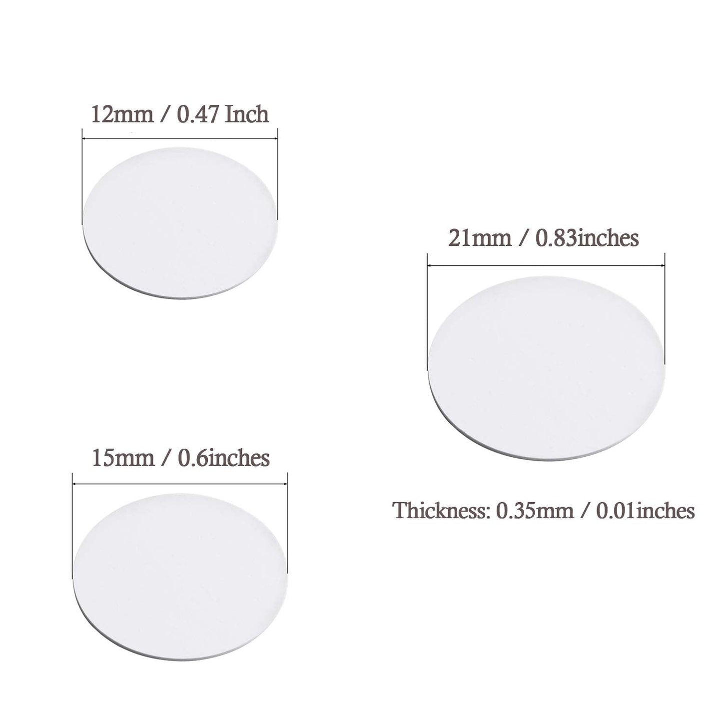 580 Pcs Self-Adhesive Screw Hole Stickers, 6-Table Self-Adhesive Screw Covers Caps Dustproof Sticker 12mm, 15mm, 21mm White