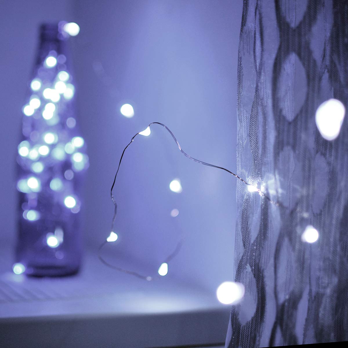 Ariceleo LED Fairy Lights, Battery Operated Copper Wire, 5m/16ft, Cool White, Model MRSXD-W-5M-1, Ideal for Bedroom, Christmas, Wedding