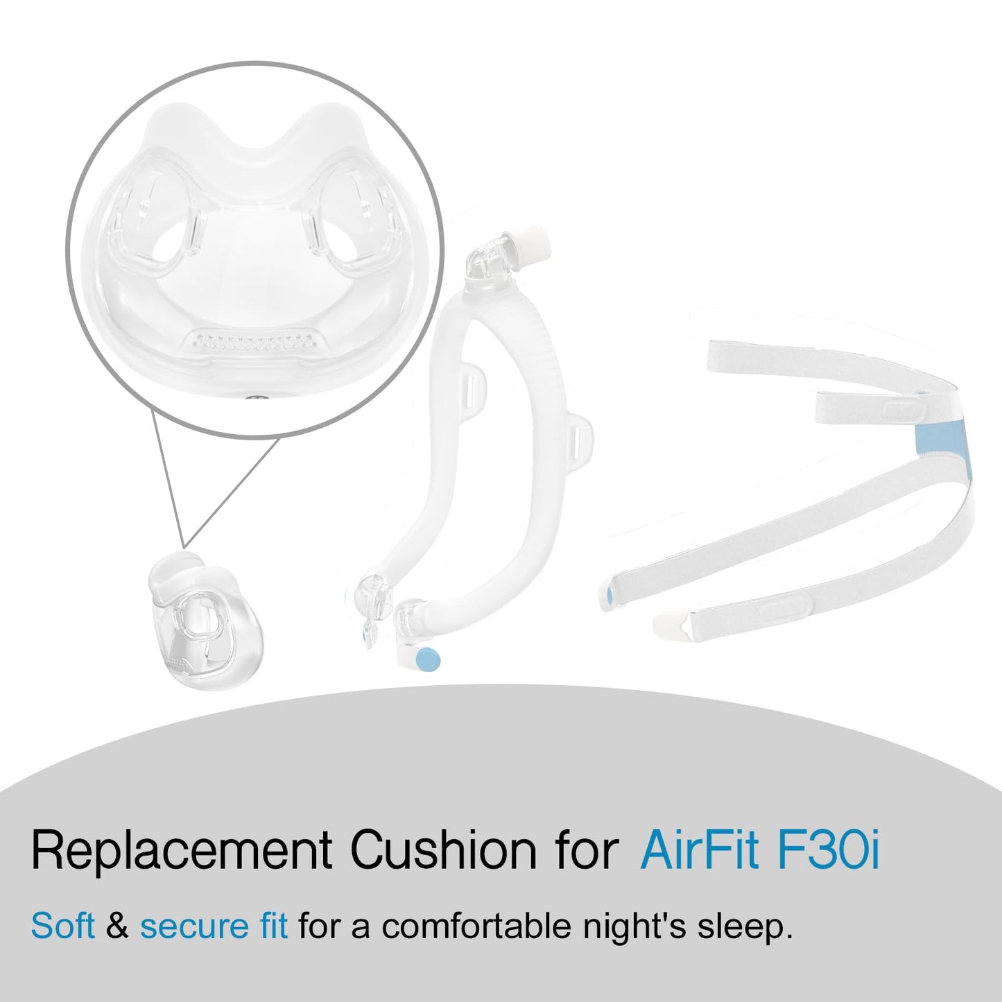 Replacement Full Face Cushion for AirFit F30i - Medium Size - Quiet Venting & Comfortable and Soft - Medium
