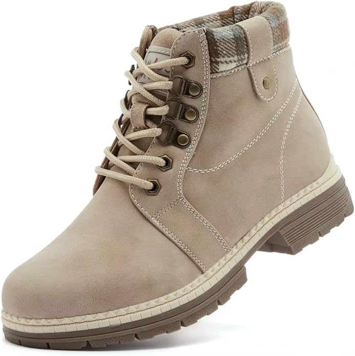 ANJOUFEMME Casual Winter Hiking Boots For Women - Womens Outdoor Snow Ankle Boots Waterproof Lightweight Lace up Fur Lined...