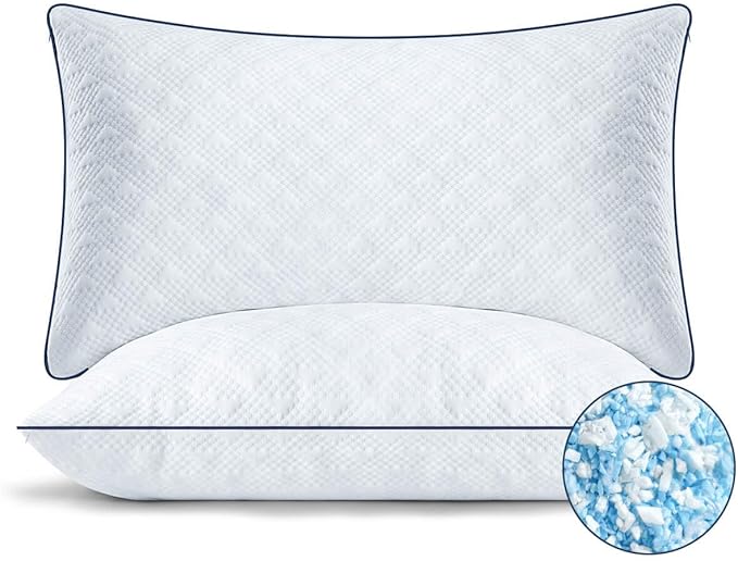 Cooling Bed Pillows Queen Size Set of 2 for Sleeping, Adjustable Shredded Memory Foam Pillows for Side Back Stomach Sleepers - Luxury Gel Pillows Hotel Pillows with Washable Removable Cover