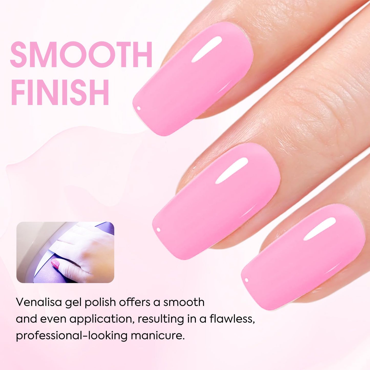 VENALISA Pink Gel Nail Polish 1 Pcs 12ml Pink Color Gel Polish Soak Off UV Salon Manicure DIY at Home Nail Art For Girls Women