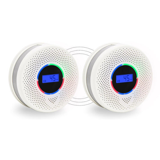 10-Year Battery Wireless Interconnected Smoke and Carbon Monoxide Detector, Smart Interlink Smoke CO Alarm with Digital Display, Fire and CO Combo Alarm for Home (2 Pack)