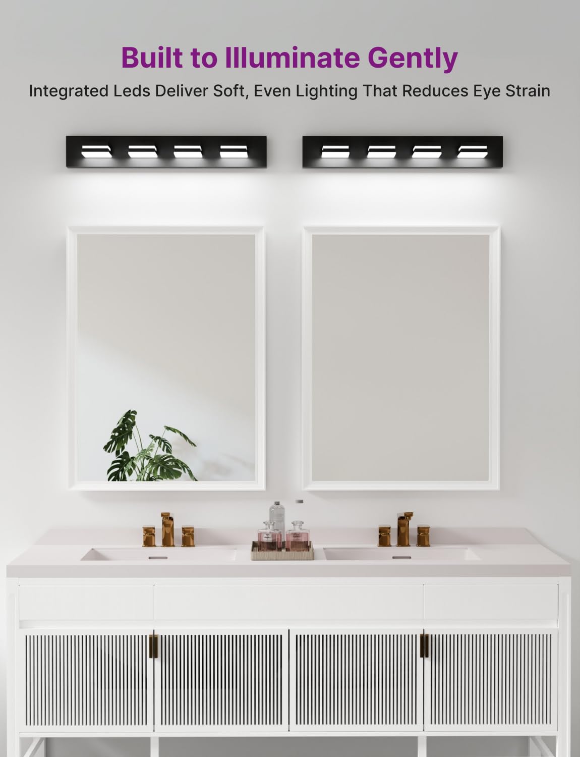 Likelgn 29 Vanity Light Over Mirror  4-Light Modern Bathroom Light Fixture With Rotatable Heads  5000K Daylight