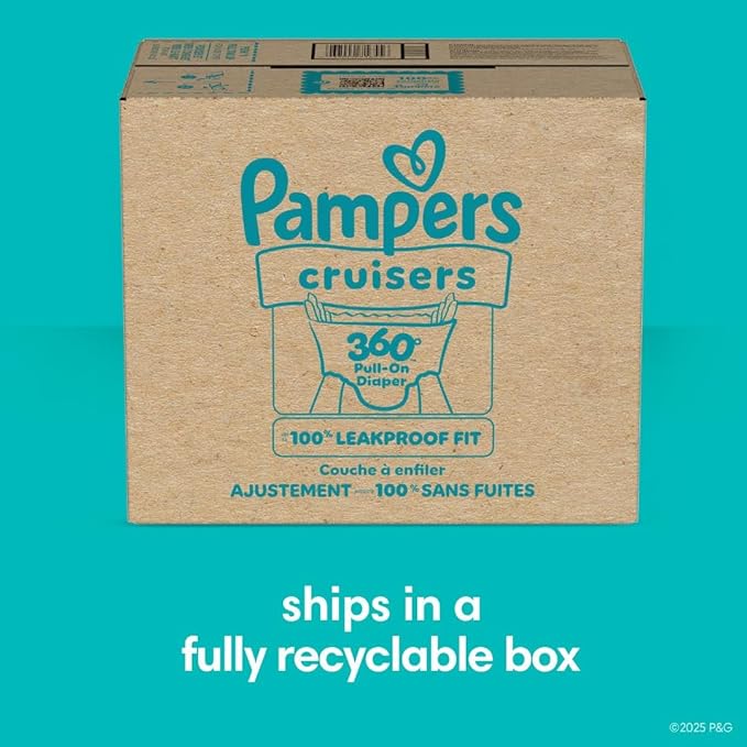 Pampers Diapers - Cruisers 360 - Size 6, 104 Count, Babyproof up to 100% Leakproof Pull-On Diaper