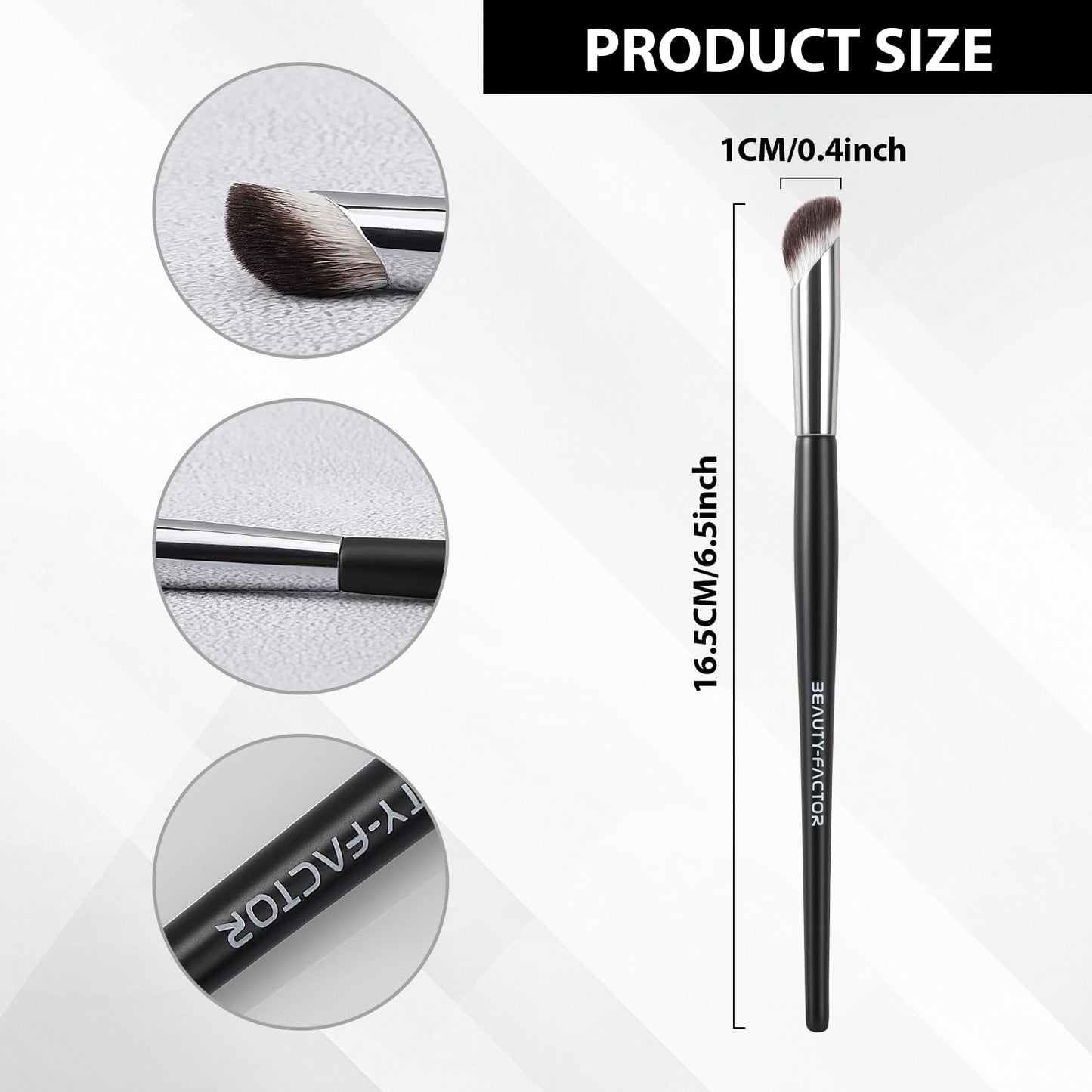 BEAUTYFACTOR Concealer Brush Under Eye, Angled Nose Contour Brush Small Precision Foundation Brushes - Synthetic Bristles for Ey
