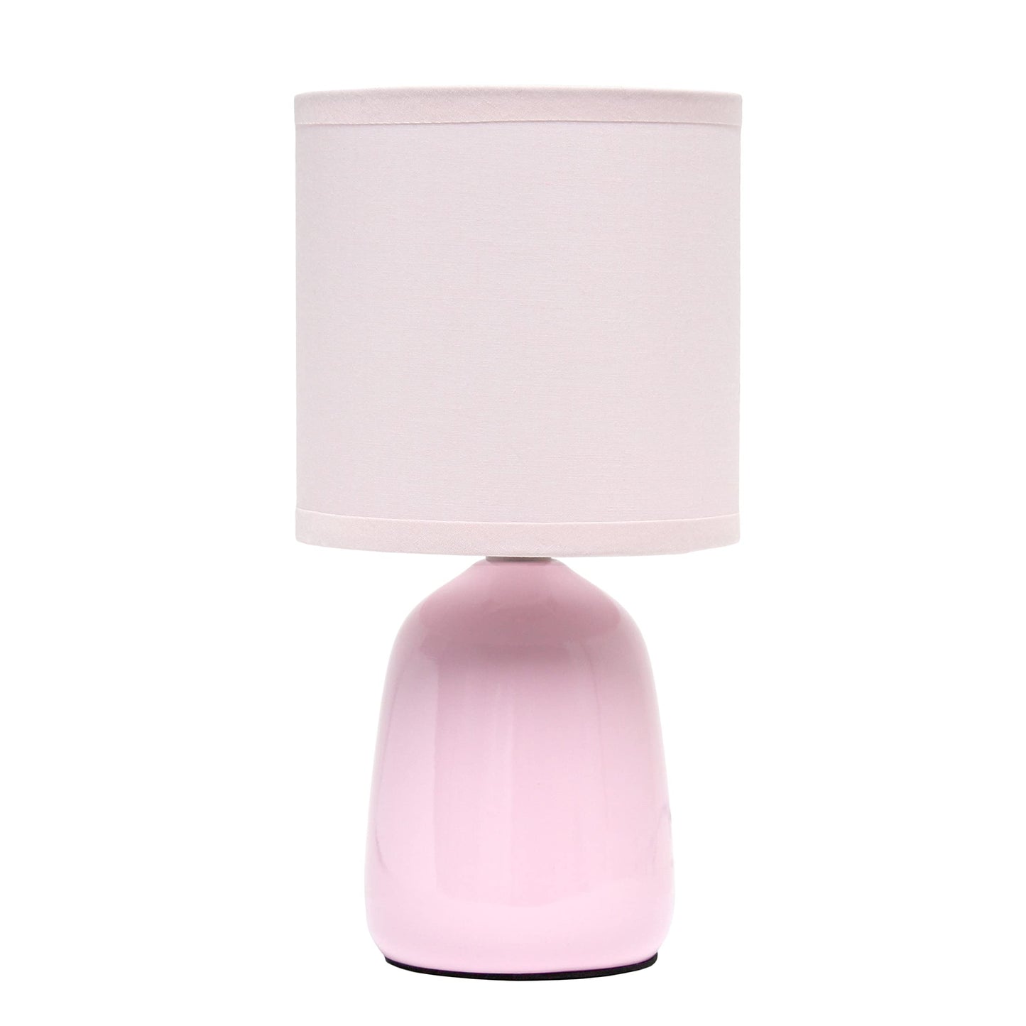 Simple Designs Lt1134-Lpk 10 Ceramic Thimble Base Table Lamp, Light Pink Shade, Ideal For Bedroom, Living Room, Entryway, Office
