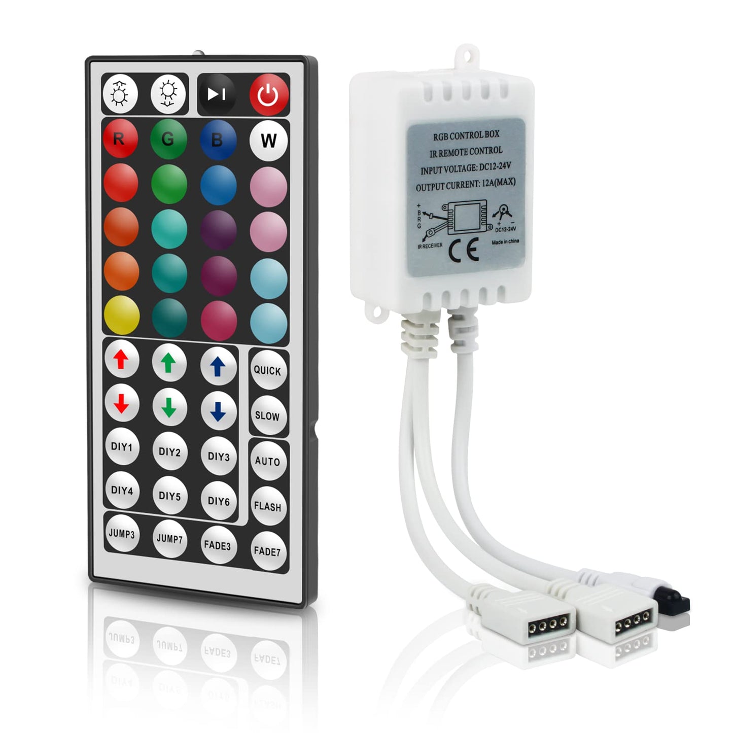 Rgbzone 4Pin Rgb Led Controller - 44-Key Ir Remote, Dc12V-24V, For 5050 2835 3528 Led Strip Lights