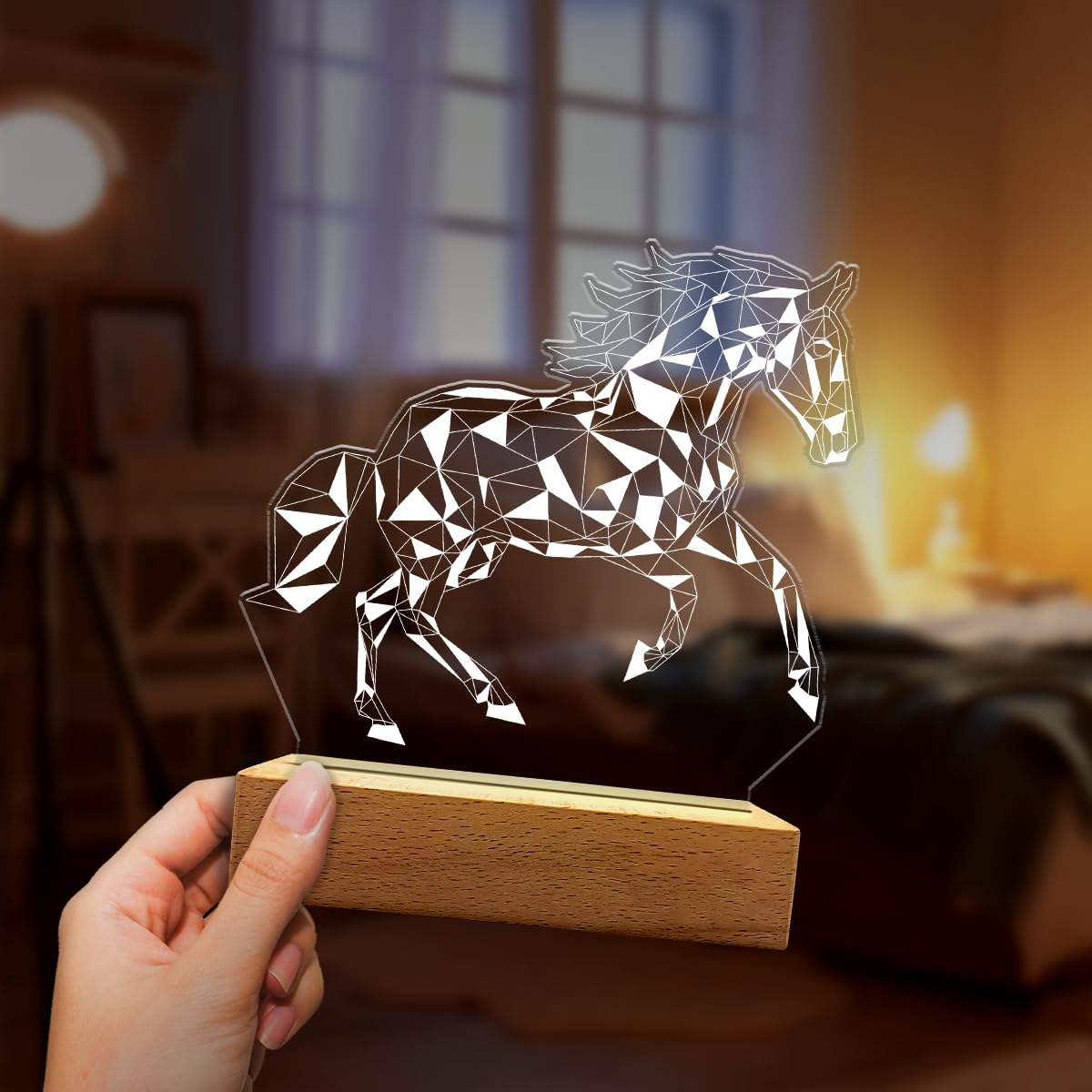 SANDJEST Horse Night Light - Equestrian Illusion Lamp - Plastic - Bedroom Decor - Gift for Horse Lovers - Model 3fb2a533