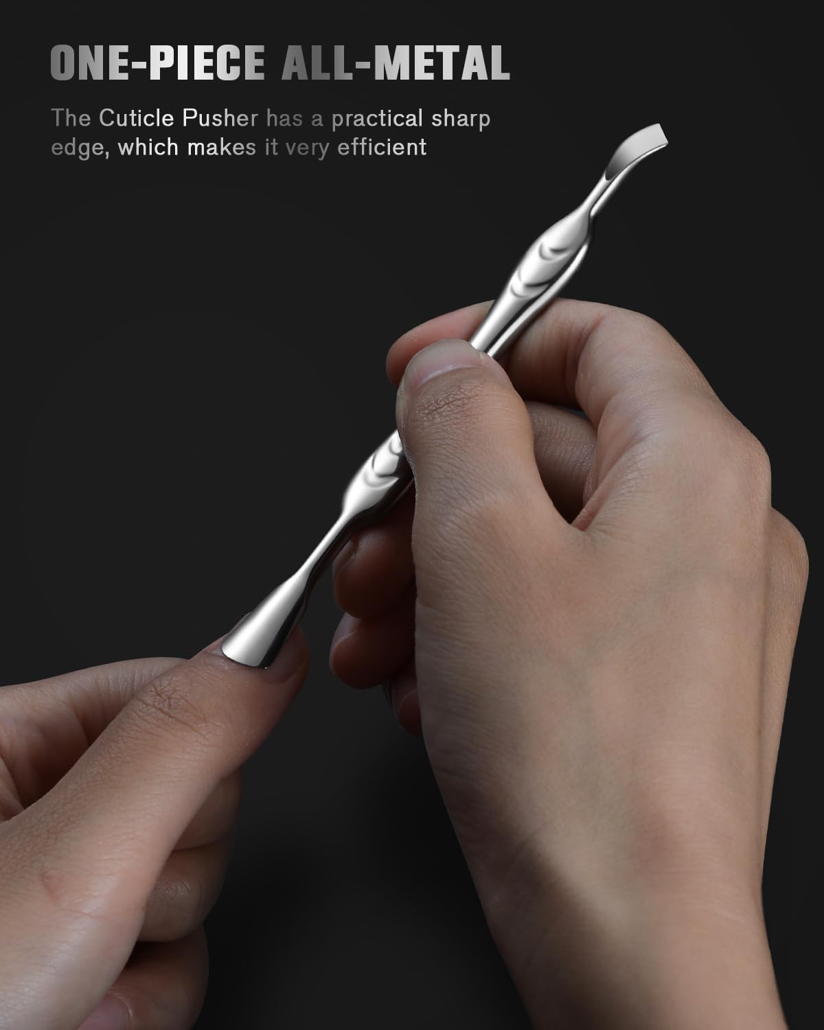 FERYES Elegant Precision Cuticle Pusher & Nail Cleaner - Dual-Ended Cuticle Stick Stainless Steel Cuticle Tool for Flawless Nail