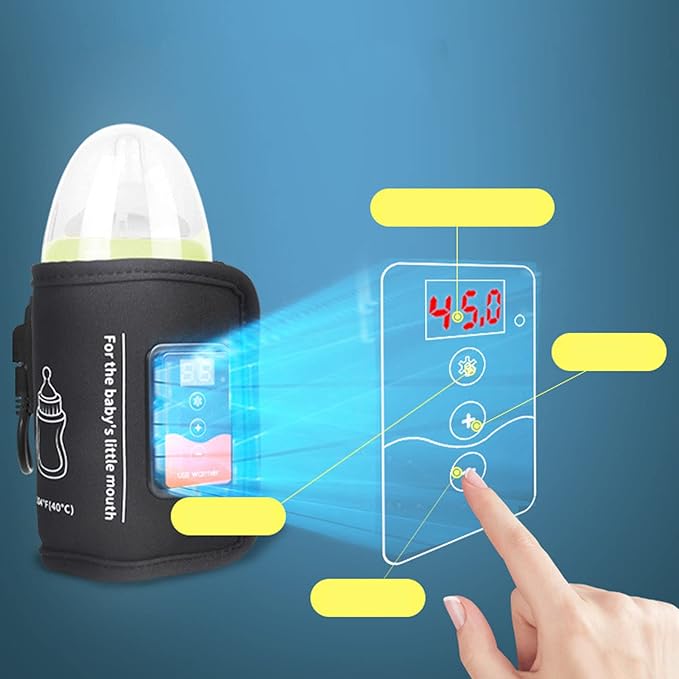 Bottle Warmer, Milk Warmer Bag Constant Temperature Quick Heating with LCD Display and Accurate Temperature Control Car Heat Thermal Breast USB Bottle Warmer for Home Outdoor Indoor Traveling Driving