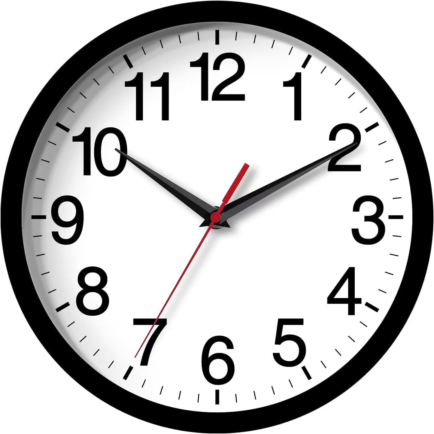 12 Inch Wall Clock Modern Battery Operated Silent Non Ticking Analog for Bedroom Office Living Room Home Kitchen Bathroom(Black)