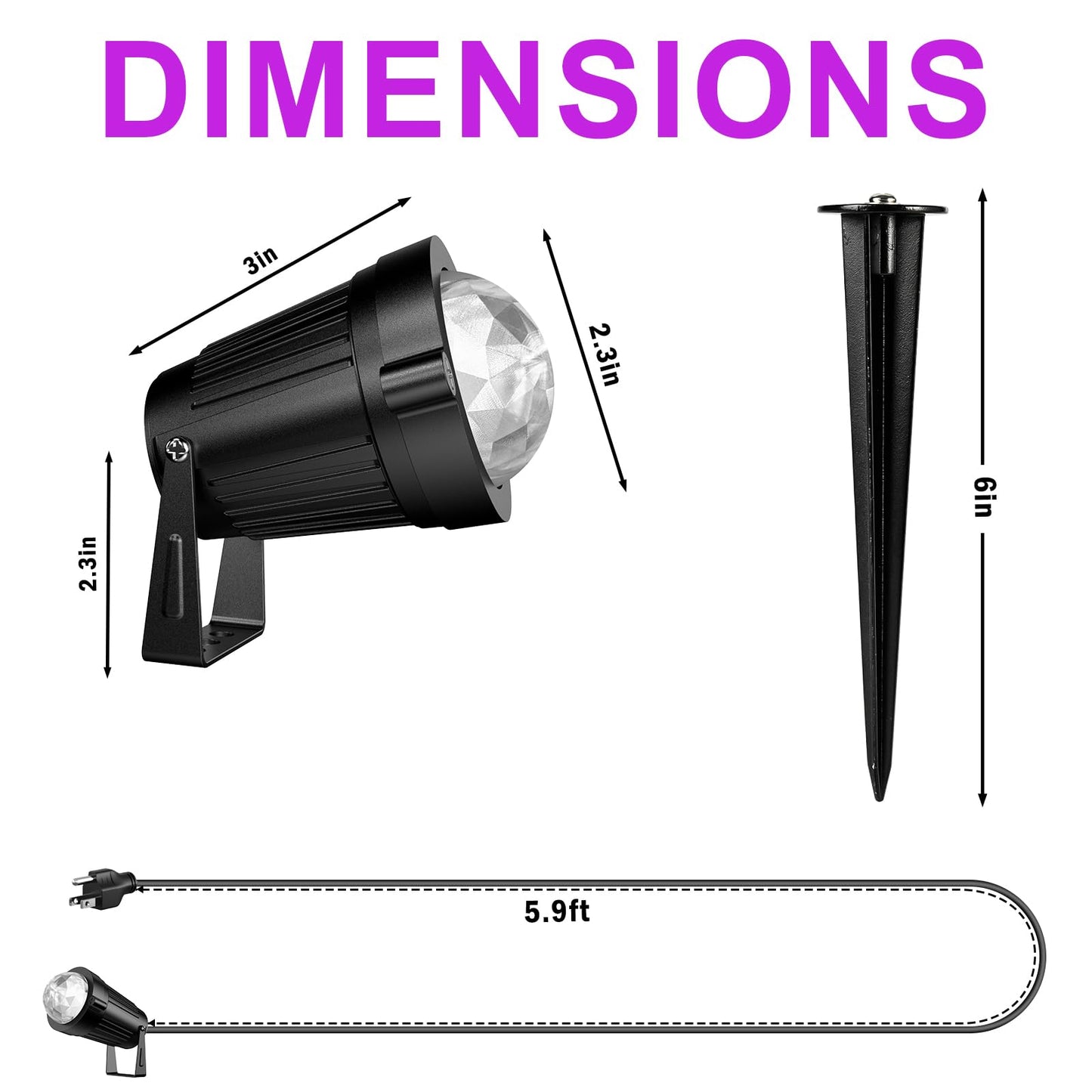 Jiaqiyan 12W Color Changing Outdoor Spotlight With Remote Control, 6-Pack, Black, Waterproof Rgb Garden Lights
