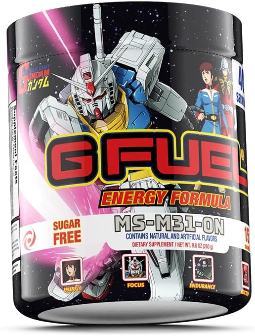 G Fuel MS-M31-0N Energy Drink Powder, Pre Workout Caffeine Mix for Gaming, Sugar Free Focus Amino, Vitamin + Antioxidants, 9.8oz (Ramune Melon, 40 Servings)