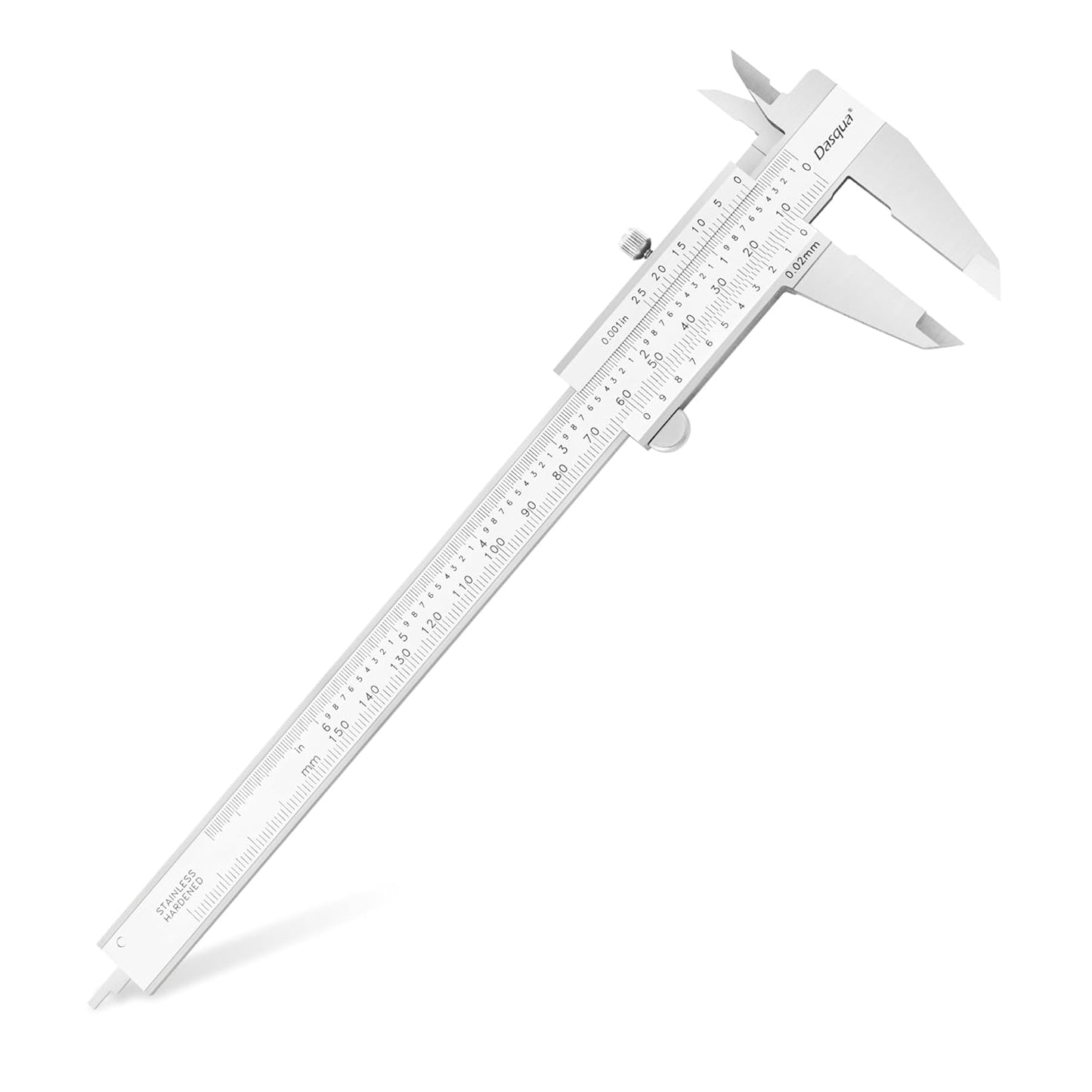 Dasqua Left-Handed 0-6"/0-150mm Monoblock Vernier Caliper Stainless Steel, Dual Unit (in/mm), High Precision with Fine Adjustment, Accuracy ±0.0015"/0.03mm, Graduation: 0.001"/0.02mm