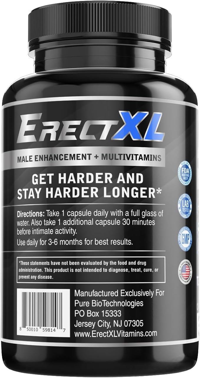 ErectXL Male Performance + MULTIVITAMIN – Increase Size, Strength, Stamina | Nitric Oxide & Testosterone Enhancer w/GoatWeed & MacaRoot +19 Natural Ingredients