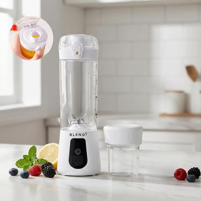 BLENDi Pro+ Portable Blender (17.5oz, White) – Powerful Ice Crushing 120W Motor, USB-C Rechargeable, Cordless Personal Blender Smoothies & Shakes – BPA-Free, Travel-Friendly