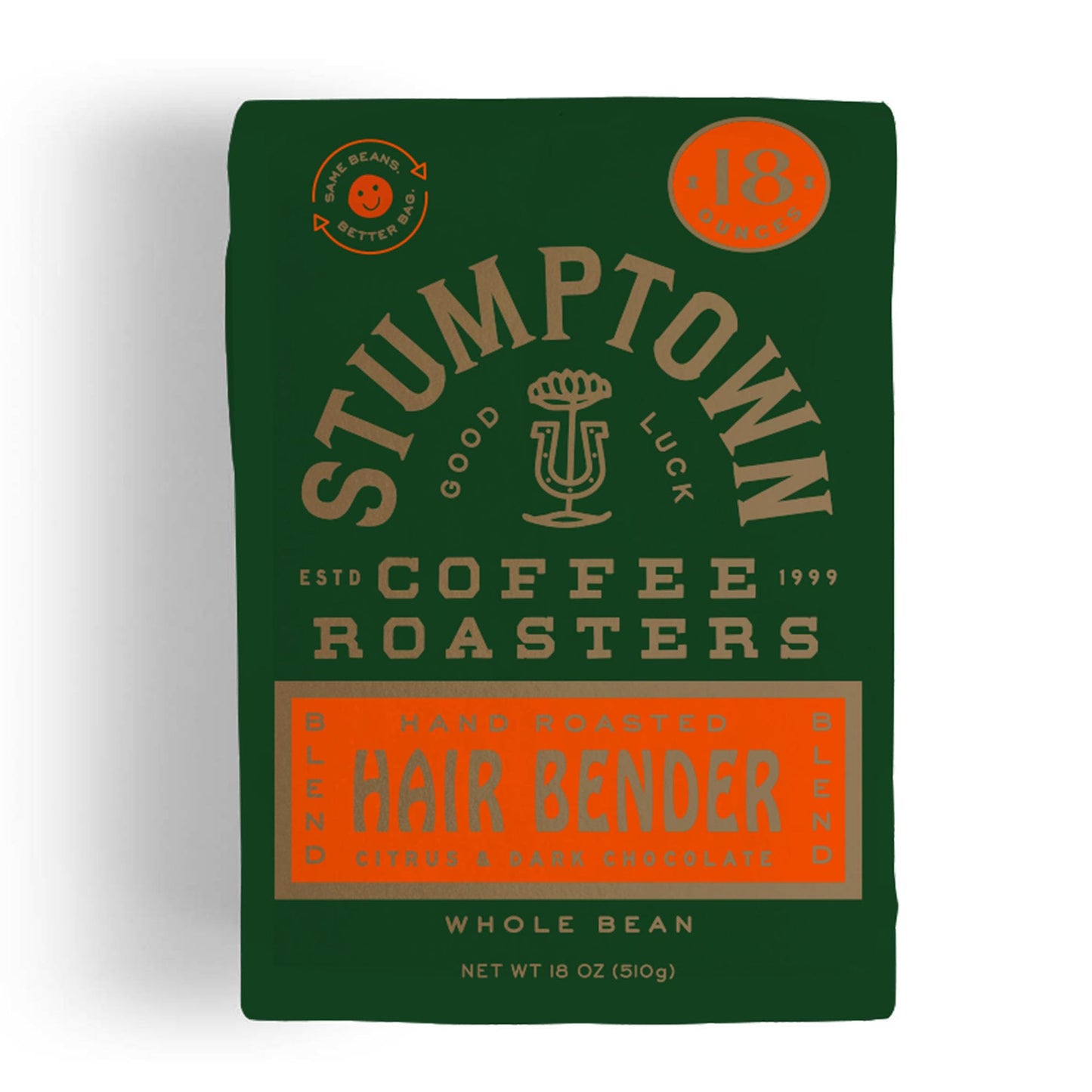 Stumptown Coffee Roasters, Medium Roast Whole Bean Coffee - Hair Bender 18 Ounce Bag with Flavor Notes of Citrus and Dark Chocol