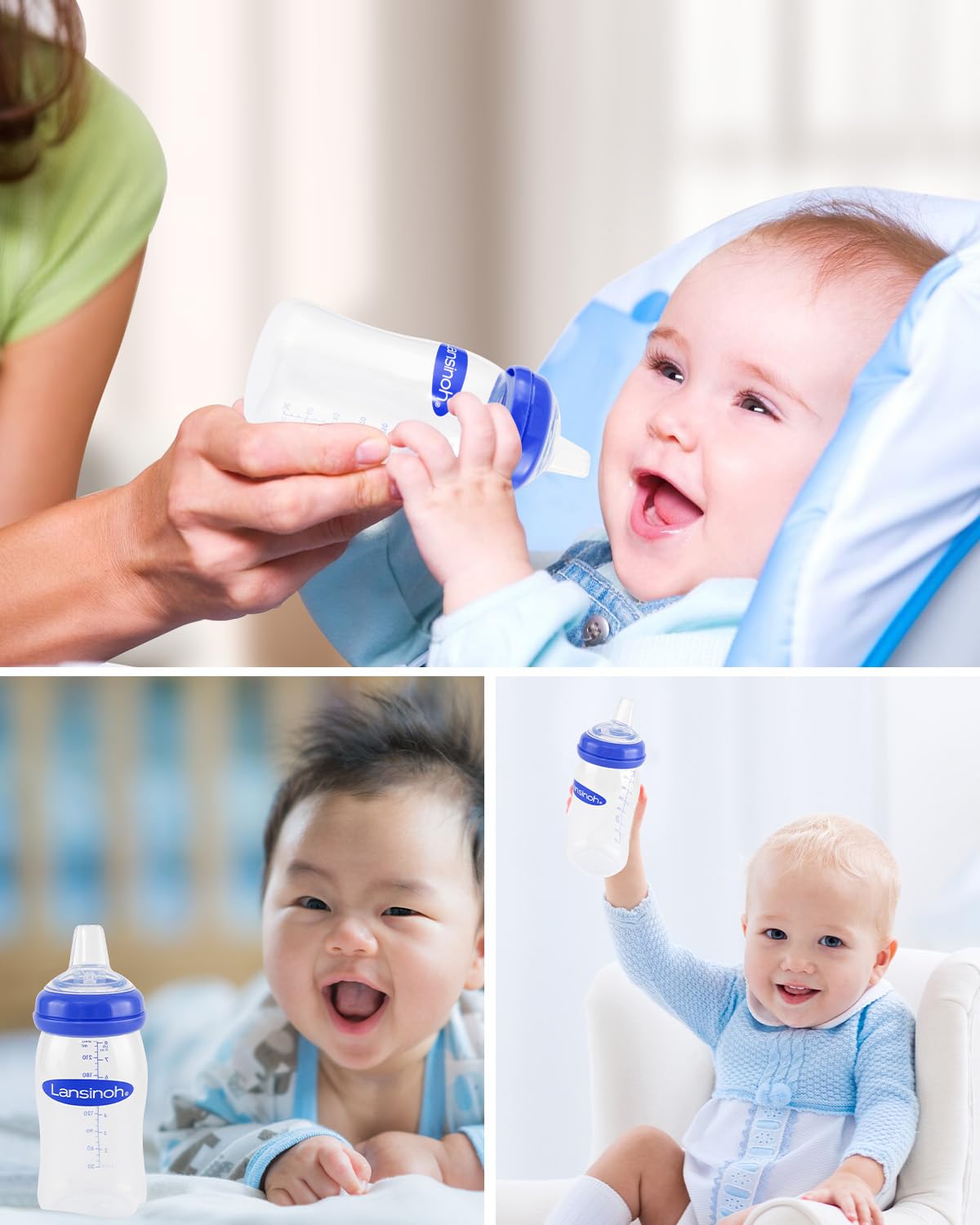 Sippy Spouts for Lansinoh Baby Bottles, Soft 100% Silicone Sippy Cup Nipples, Variable Flow, 6m+, 6 Count