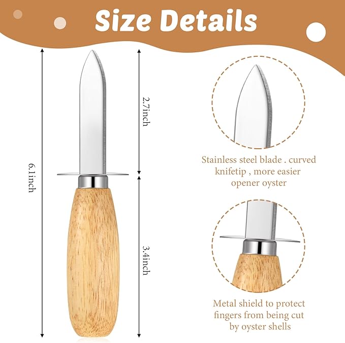 Tarpop 16 Pieces Oyster Shucking Knife Set 8 Stainless Steel Oyster Shuckers Bulk 8 Level 5 Protection Cut Resistant Gloves Seafood Opener Tool Kit for Clam Pearl Shell Shucking