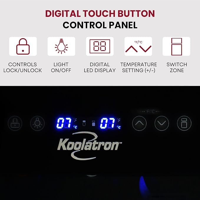 Koolatron 29 Bottle Wine Fridge – Wine Cooler with Glass Door, 3 cu. ft (86 L), Beverage Can Refrigerator, Digital Temperature Control/Dual Temperature Zone, Ideal for Red, White & Sparkling Wine