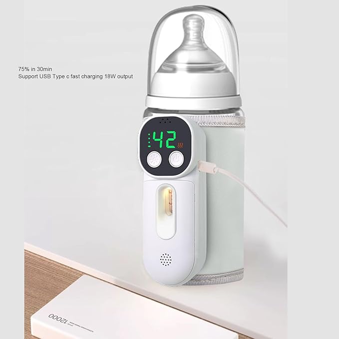 Luqeeg Bottle Warmer, Fast Infant Milk Warmer with LED Display Accurate Temp Control Defrosting Sterili Zing Temperature Sensors for Breastmilk Home Outdoor Travel All Bottles