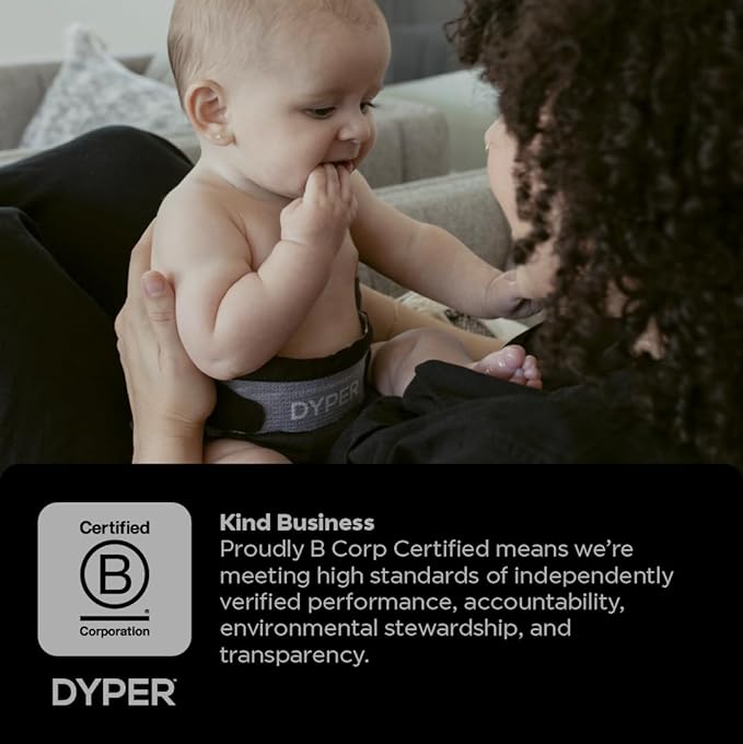 DYPER - Charcoal Enhanced Day & Overnight Disposable Baby Diapers - Made with Plant-Based* & Skin-Friendly Ingredients, Hypoallergenic for Sensitive Skin - Size 5, (36 Count)