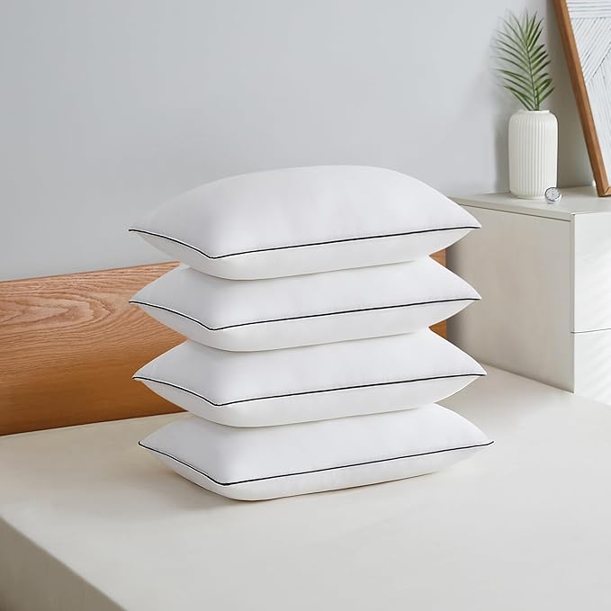 Acanva Cooling Bed Pillows for Sleeping Set of 4, Hotel Quality with Premium Soft and Supportive 3D Down Like Filling for Back, Stomach, or Side Sleepers,Machine Washable, Standard(Pack of 4), White