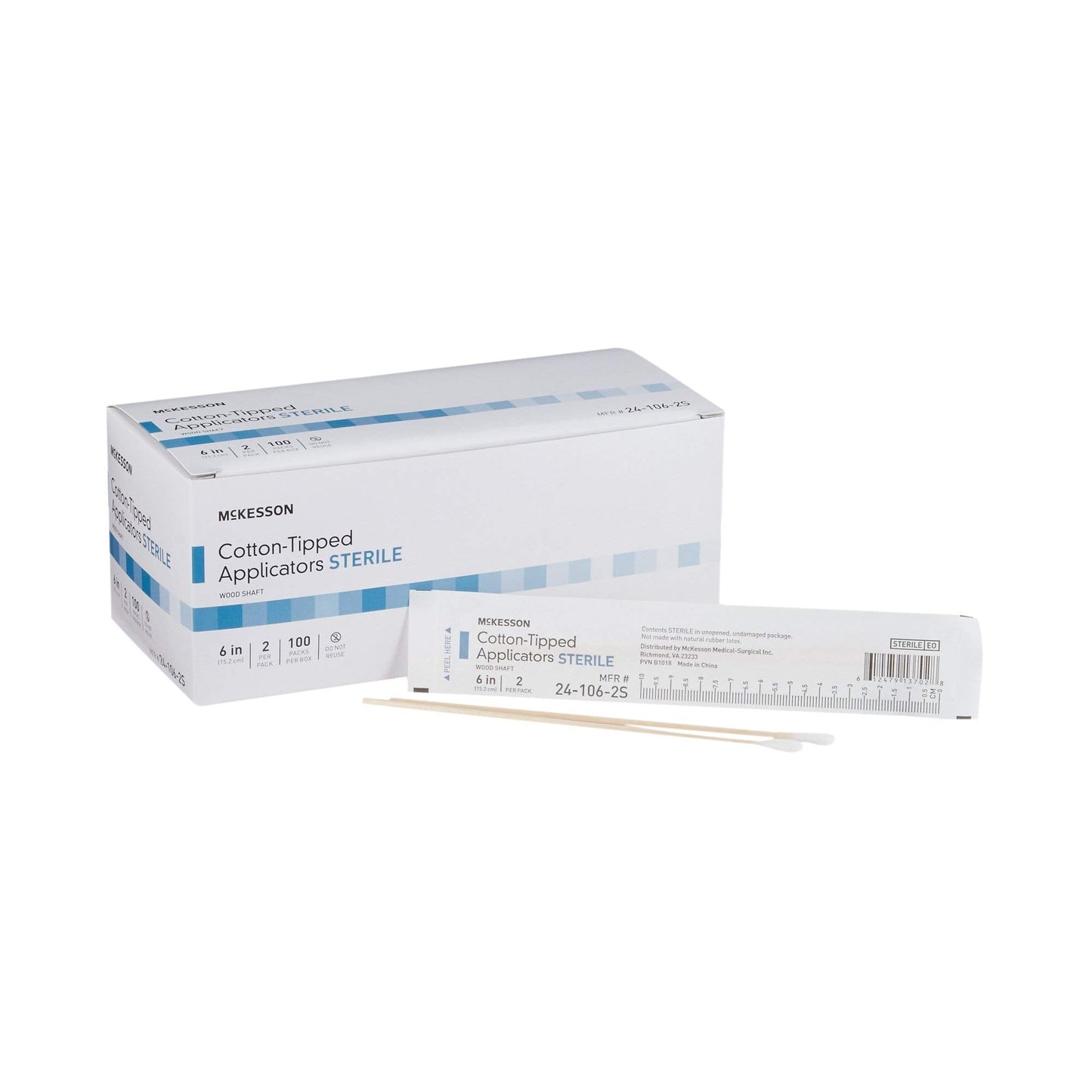 McKesson Sterile Cotton Tipped Applicators, 6 Inch, Box of 200 – Medical Cotton Swabs for Wound Care, Cleaning, and Application, Wooden Shaft, Disposable