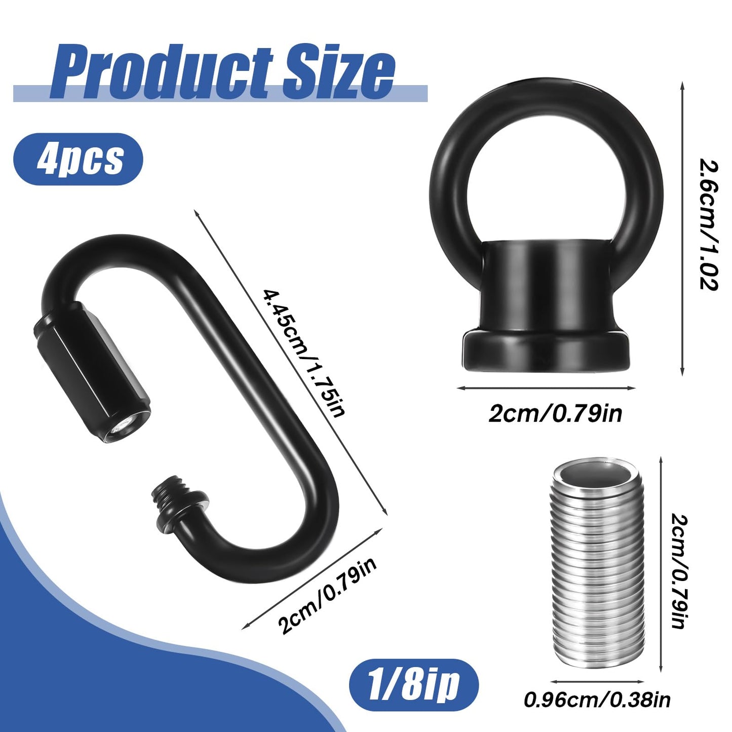 2 Set 1/8-Ip Lighting Loops With Link Buckle Connectors For Light Fixture Chandelier Chain Extension  Hook Rings For Light Fixture  Eye Nuts Lamp Nuts