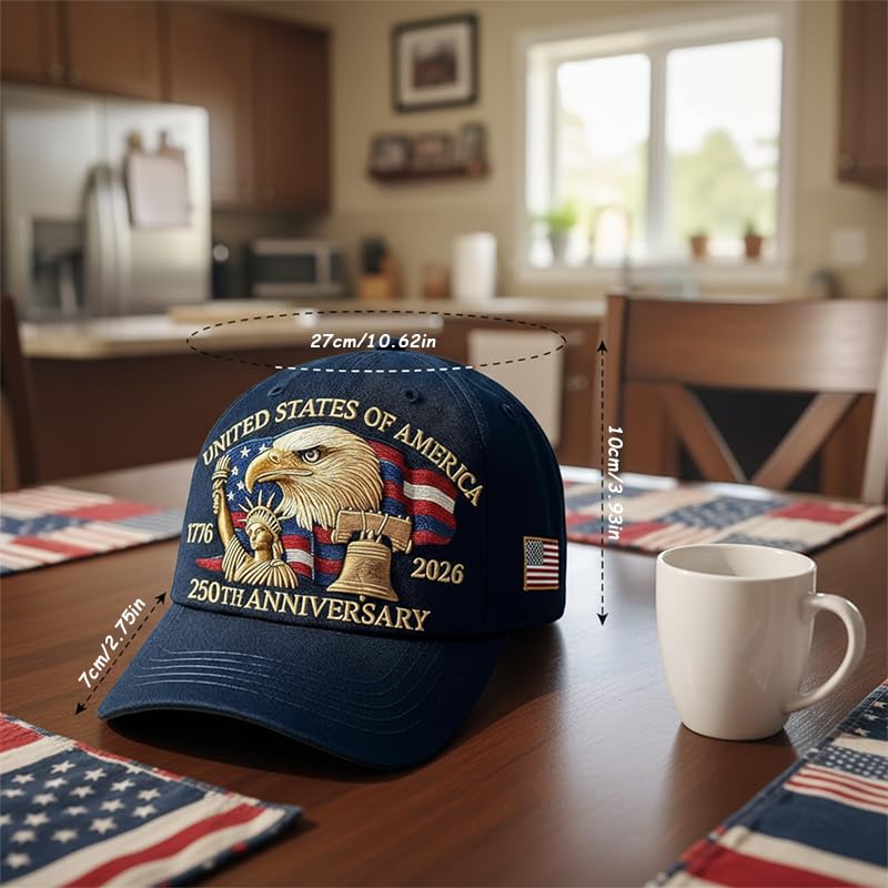 250 Anniversary USA Hat, Adjustable 250 Year American Anniversary Hat