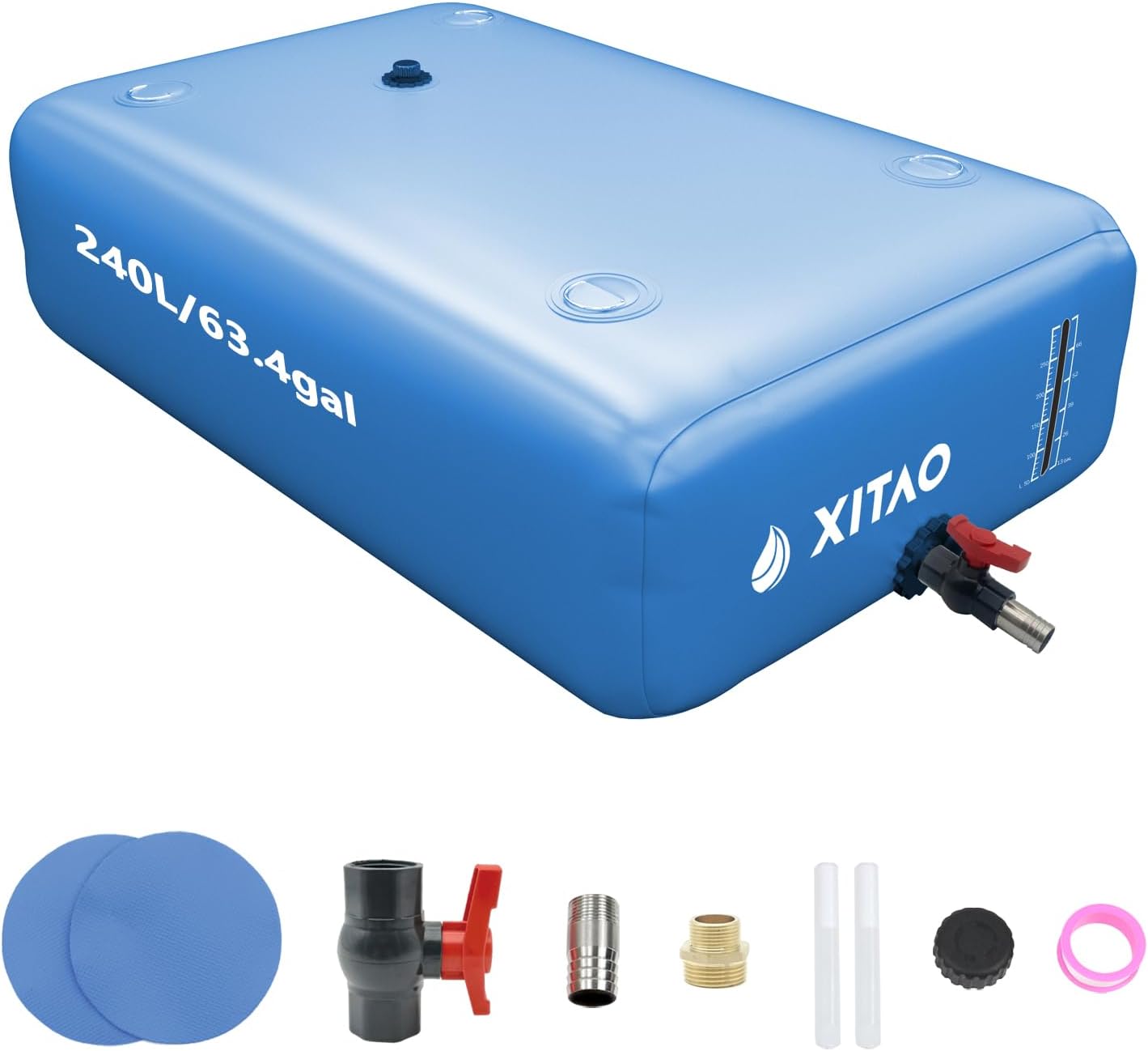 XITAO 63Gal Large Capacity Water Storage Bladder Containers w/Water Level Indicator Portable Foldable Emergency Water Tank Bag for RVs, Drought Resistance, Fire Prevention, Agricultural Irrigation