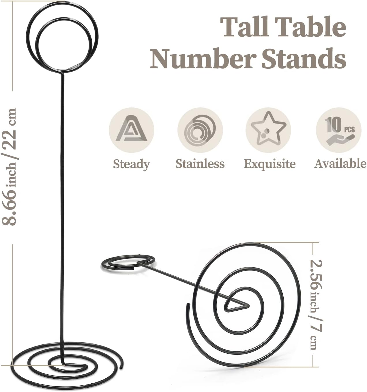 Table Number Holders 10Pcs - 8.75 inch Tall Table Number Stands Place Card Holder for Wedding Party Graduation Reception Restaurant Home Photo Picture Office Memo (Black, 8.75")