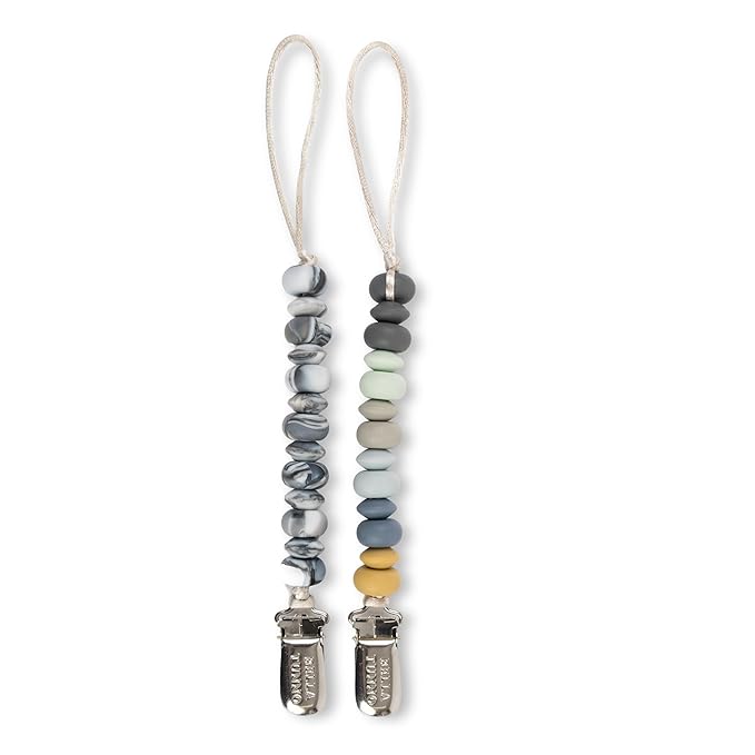 Bella Tunno Pacifier Clip Set – Soft Silicone Pacifier Clip for Infant and Baby Pacifier, Convenient and Lightweight, Non-Toxic and BPA Free Silicone (Soft Neutral)