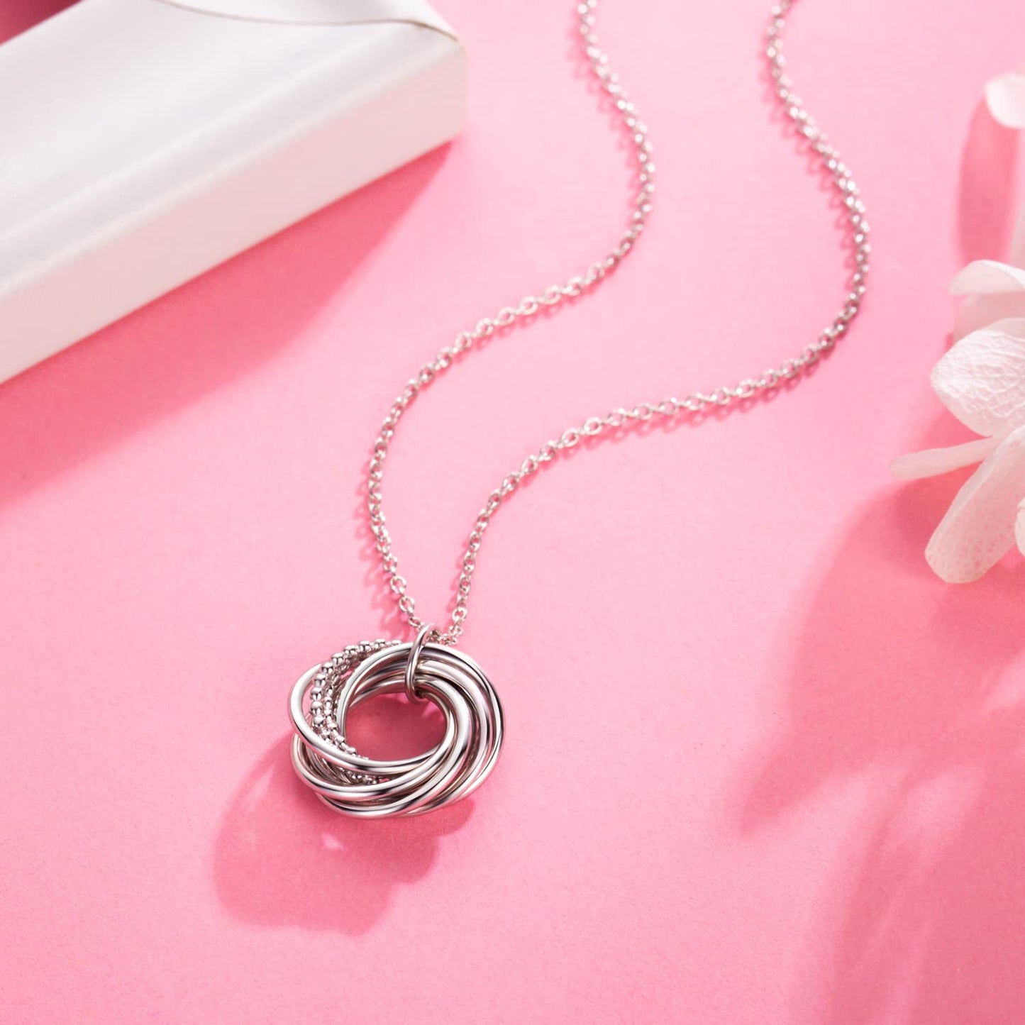 AM ANNIS MUNN 80th Birthday Gifts for Women, 925 Sterling Silver Necklace for Women Her 8 Circle Decade 80th Birthday Jewelry fo
