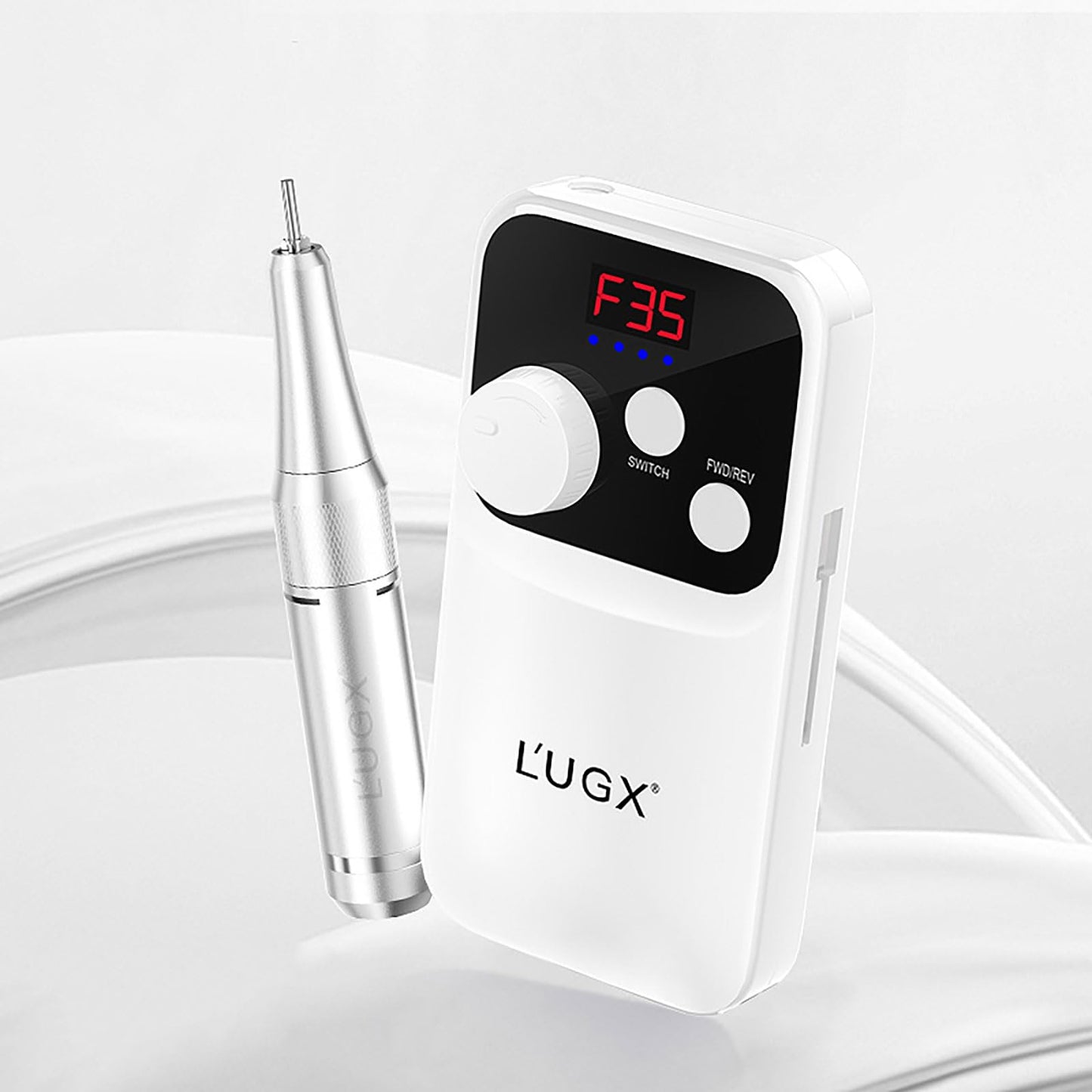 L'UGX Nail Drill Machine 35000RPM - Rechargeable Electric Nail File with LED Display, Portable Efile Nail Drills for Acrylic Gel
