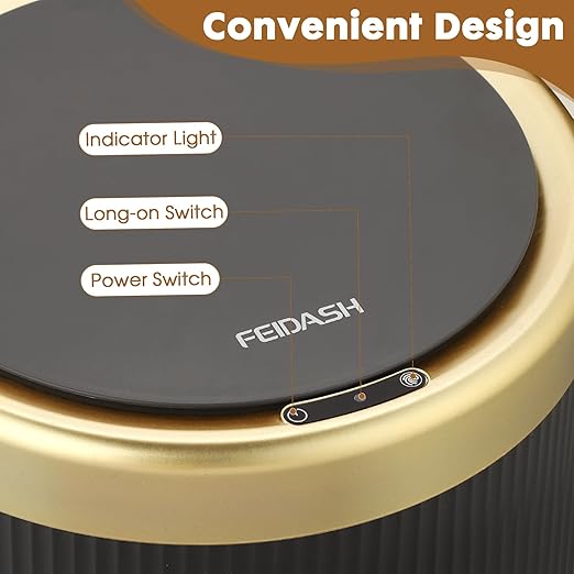 Automatic Bathroom Trash Cans Touchless, 3.7 Gallon Modern Motion Sensor Trash Can with Lid,Diaper Trash Bin,Plastic Smart Garbage Can Suitable for Toilet, Bedroom, Office, Kitchen -Dark Gray