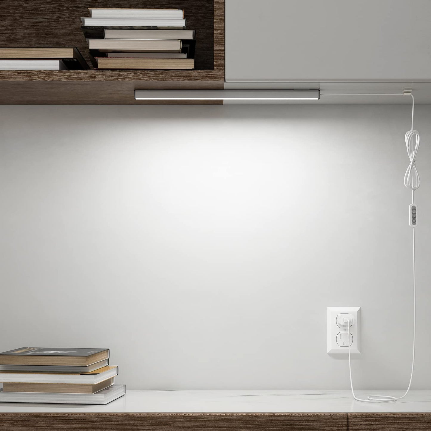 Asoko Led Under Cabinet Lighting, Dimmable 3 Color Temperature, 14.5 Inch, Metal, Usb Plug-In, Silver, 2 Pack