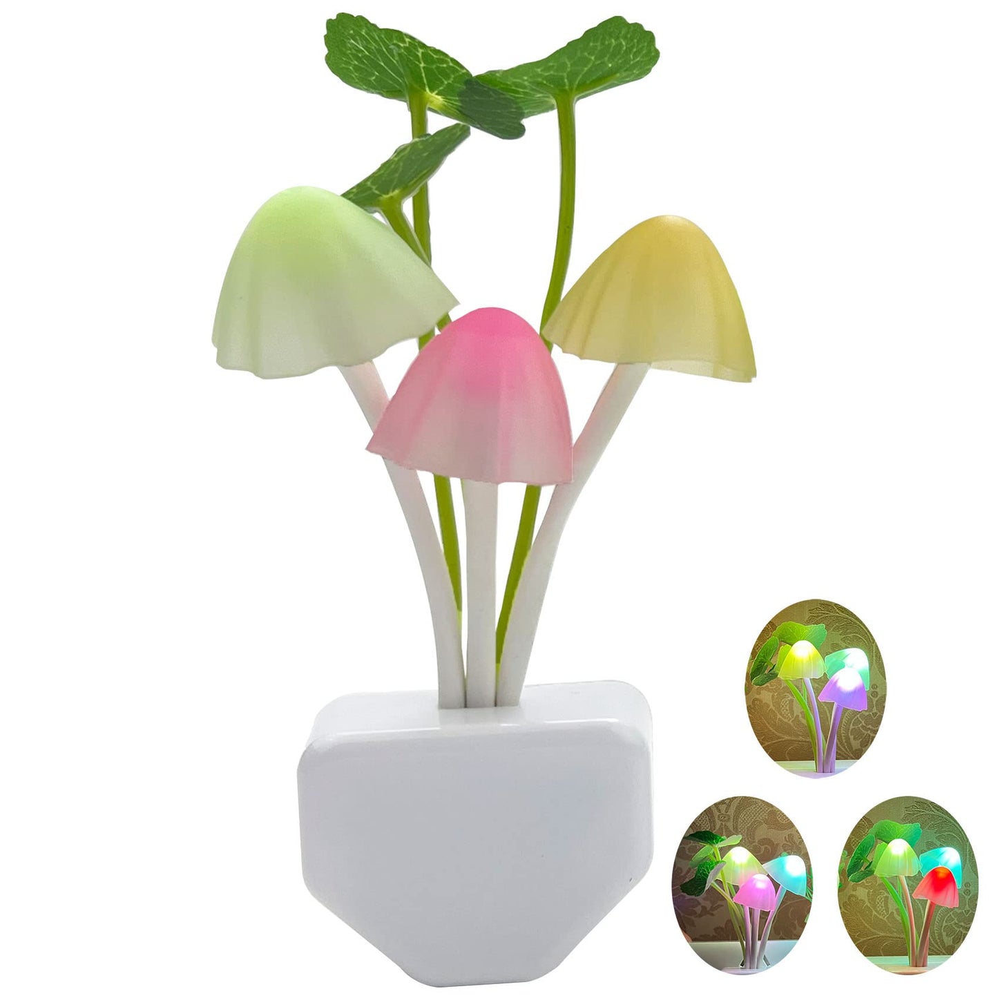 Zezhou Smart Dusk To Dawn Sensor Led Night Light, 0.6W Multi-Color Mushroom Design, Energy Efficient Bedside Lamp For Kids & mature-themeds