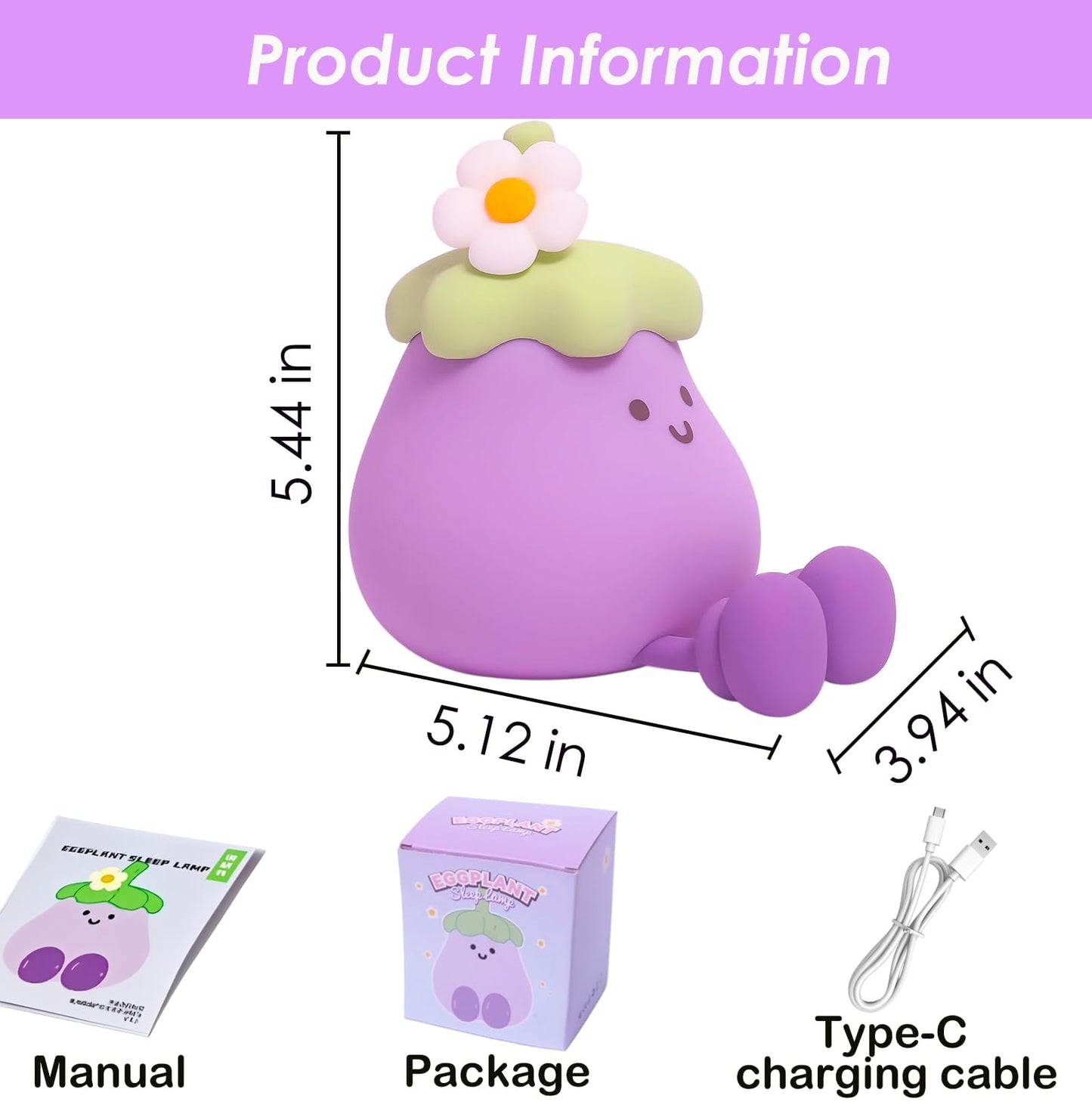 Led Turtle Night Light For Kids  3 Level Dimmable Nightlight 7 Colours Cute Lamps Silicone Squishy Light Up Turtle Rechargeable Bedside Touch Lamp For Bedroom Decor Boys And Girls Gifts (Eggplant)