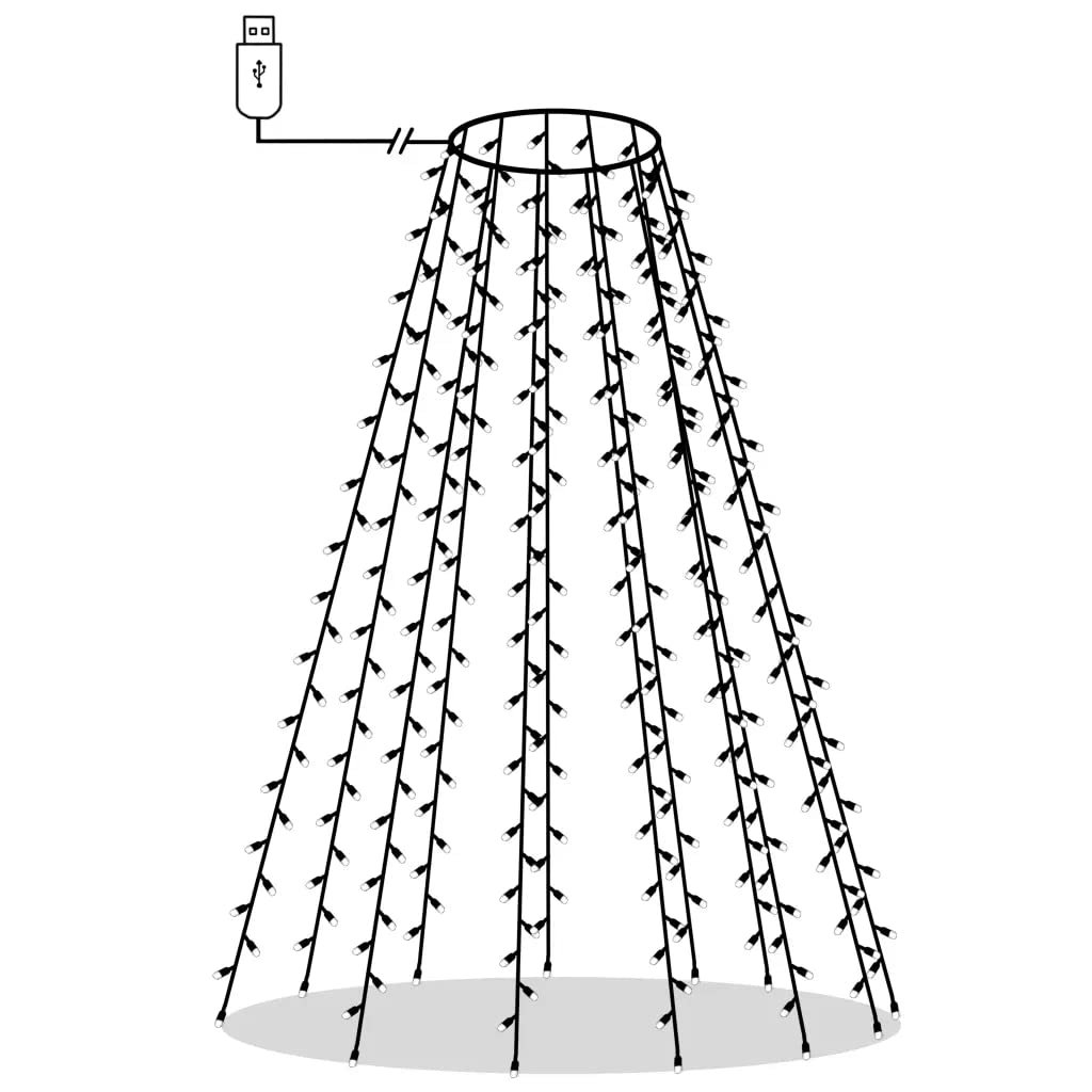 vidaXL LED Christmas Tree Net Lights - 210 Cold White LEDs, Water Resistant, 82.7in Height, 16.4 Extension Cable