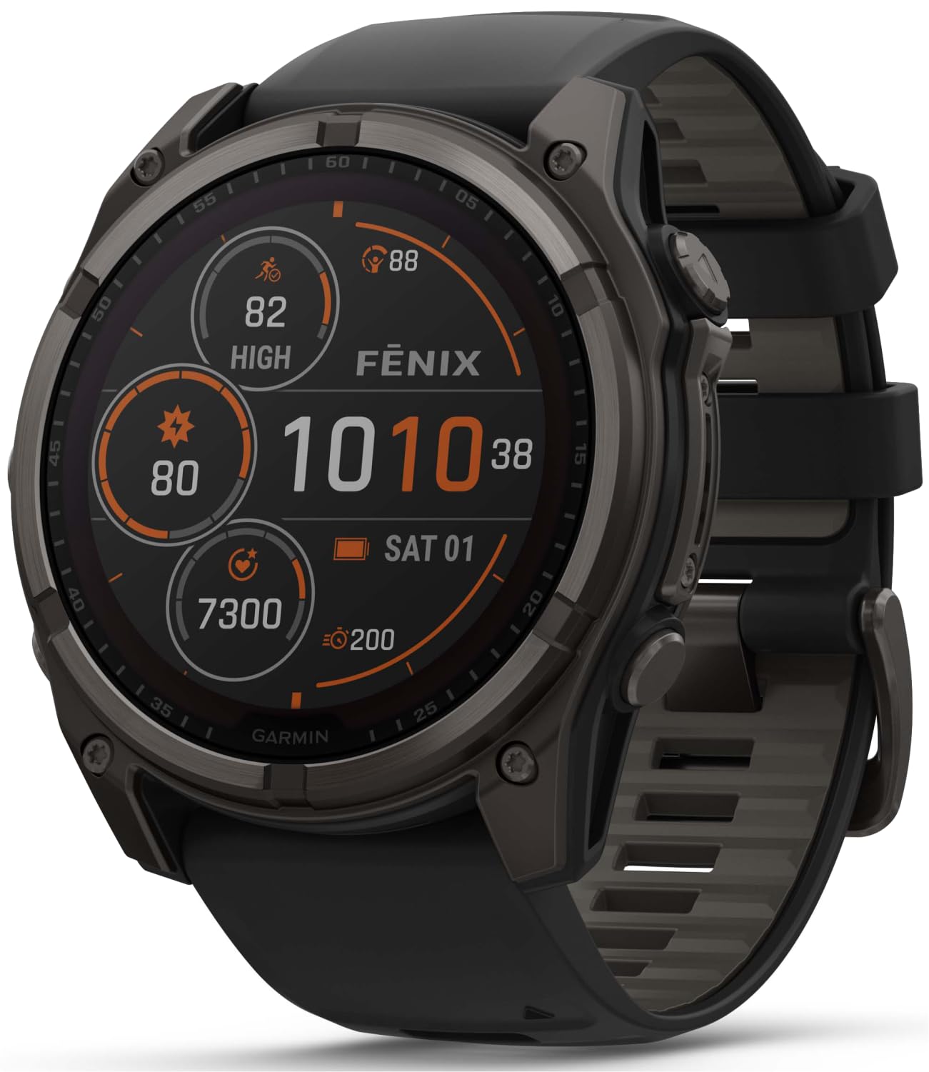 Garmin Fenix 8 - 51 Mm, Solar, Sapphire, Carbon Gray Dlc Titanium Gps Multisport Smartwatch With Black/Pebble Gray Silicone With