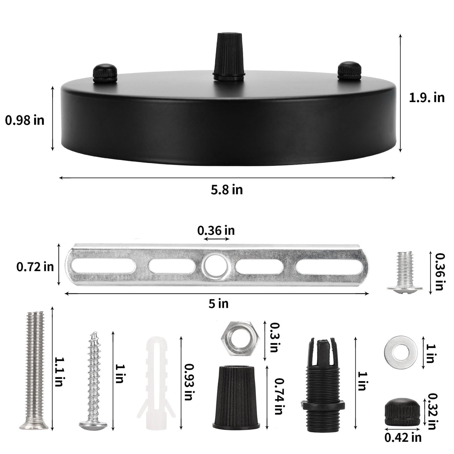 Sangle Sopffy Pendant Light Canopy Kit  5.8 Inches Ceiling Lighting Canopy Kit With All Mounting Hardware Modern Chandelier Ceiling Plate Cover For Pendant Lighting Fixtures  Black (Black)