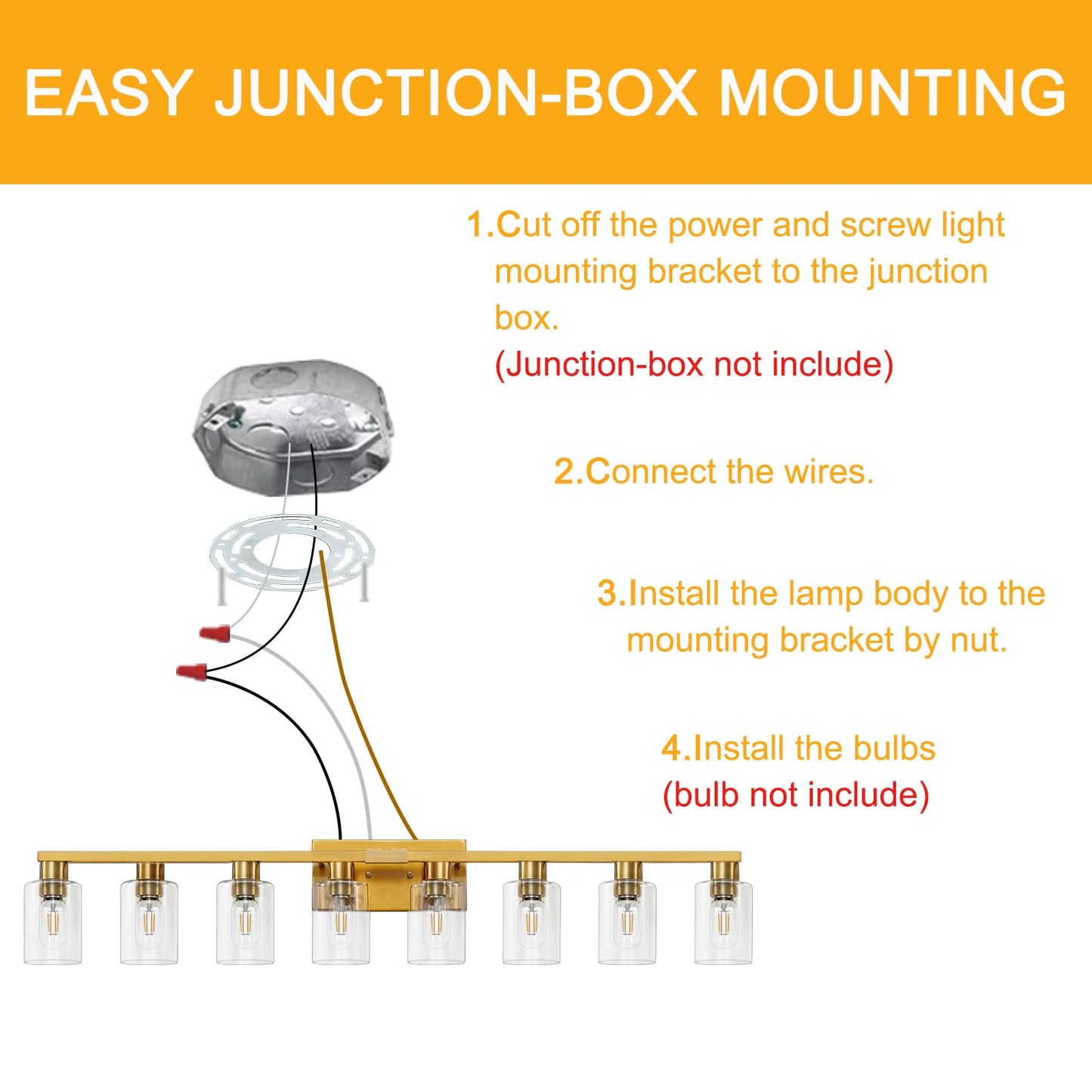Hdasic 8 Light Gold Bathroom Light Fixtures  Modern Large Vanity Lights With Clear Glass Shade  Brushed Brass Bathroom Lighting Fixtures Over Mirror  Wall Scones Light For Bedroom  Living Room