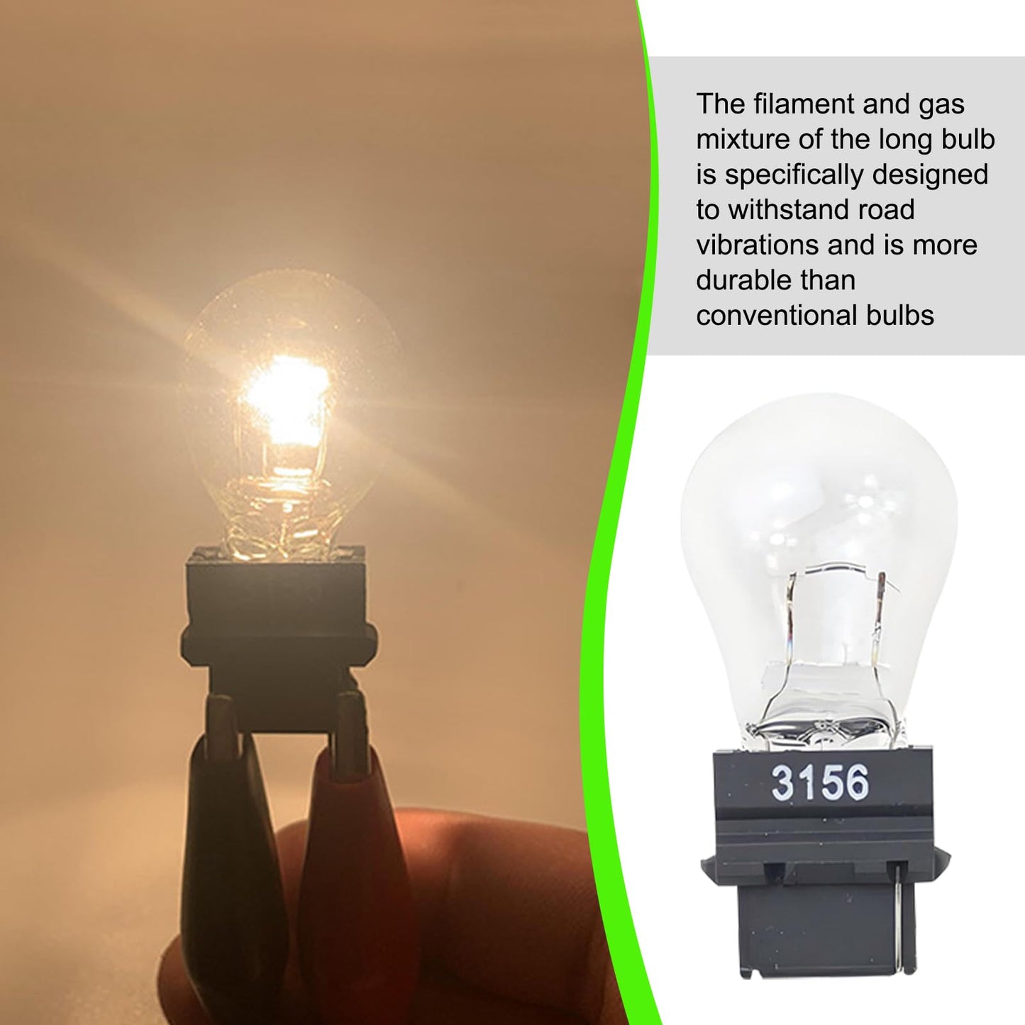 Tesnaao 10 Pack Car Instrument Light Bulb  3156 Brake Light Bulb  12 V 21 W Automobile Lighting Replacement Accessory  Universal For Most Cars  Trucks And Vans (White)