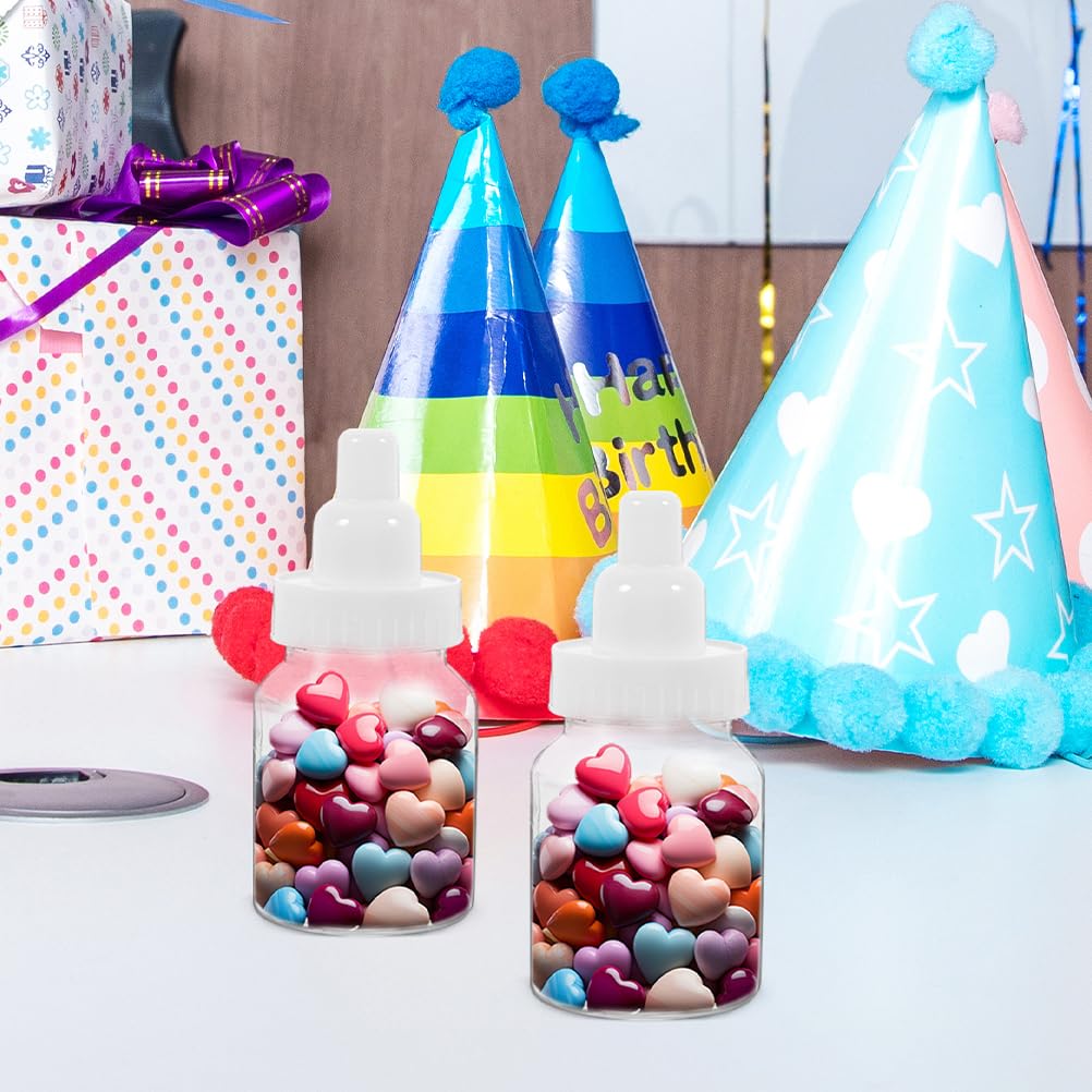 VOSAREA 20PCS Baby Mini Milk Bottle Baby Shower Party Favor Bottle Baby Shower Fillable Feeding Bottle Candy Box Small Plastic Candy Bottle DIY for Boy Girl Newborn Party Decor