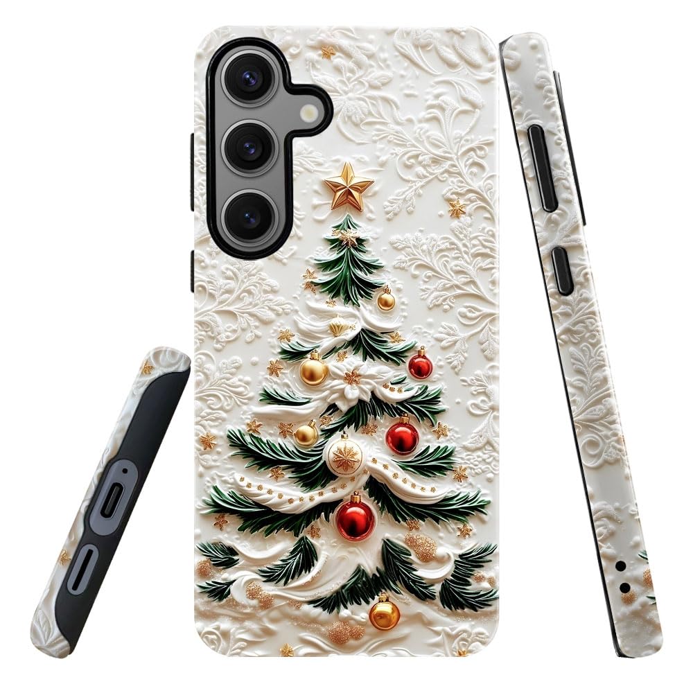 DAIZAG Case for Samsung Galaxy S24 FE,Military-Grade Protection Cover,Christmas Tree Snowflake Pattern(Glossy)