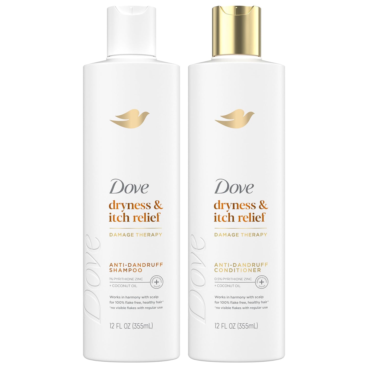 Dove Shampoo and Conditioner Set - DermaCare Scalp Dryness & Itch Relief, Pyrithione Zinc Shampoo and Conditioner, Anti-Dandruff